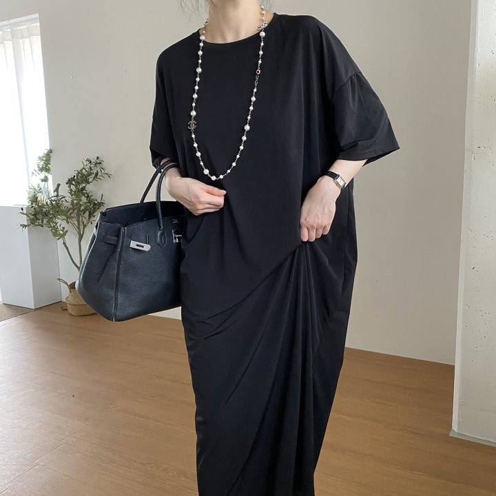 Bignarae - Korean Women Fashion - #momslook - Cool Round Long One-piece - 12