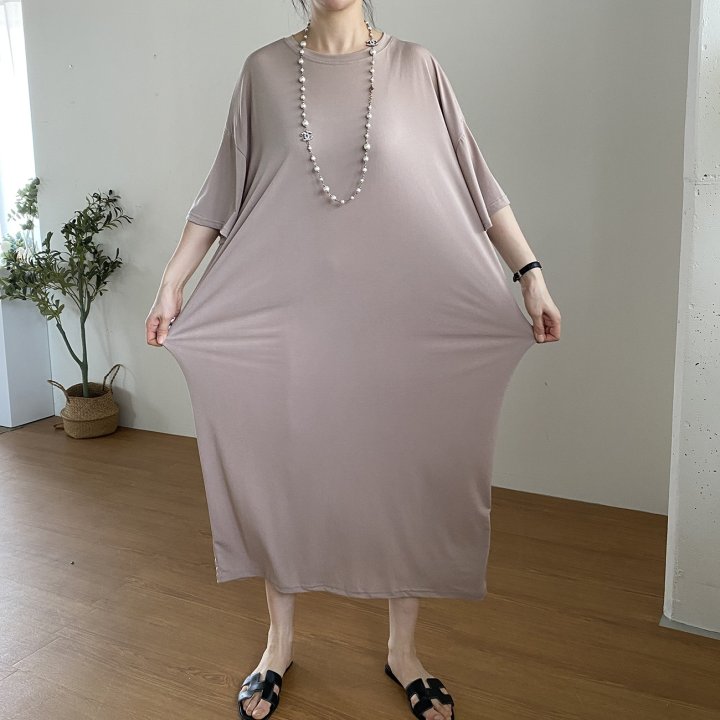 Bignarae - Korean Women Fashion - #womensfashion - Cool Round Long One-piece - 4