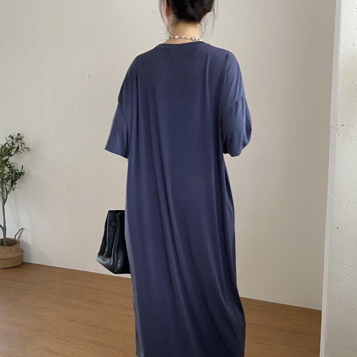 Bignarae - Korean Women Fashion - #momslook - Cool Round Long One-piece - 8