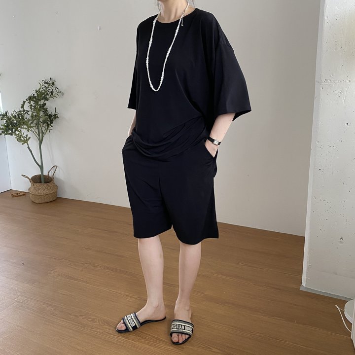 Bignarae - Korean Women Fashion - #momslook - Cool Pocket Shorts Set - 9