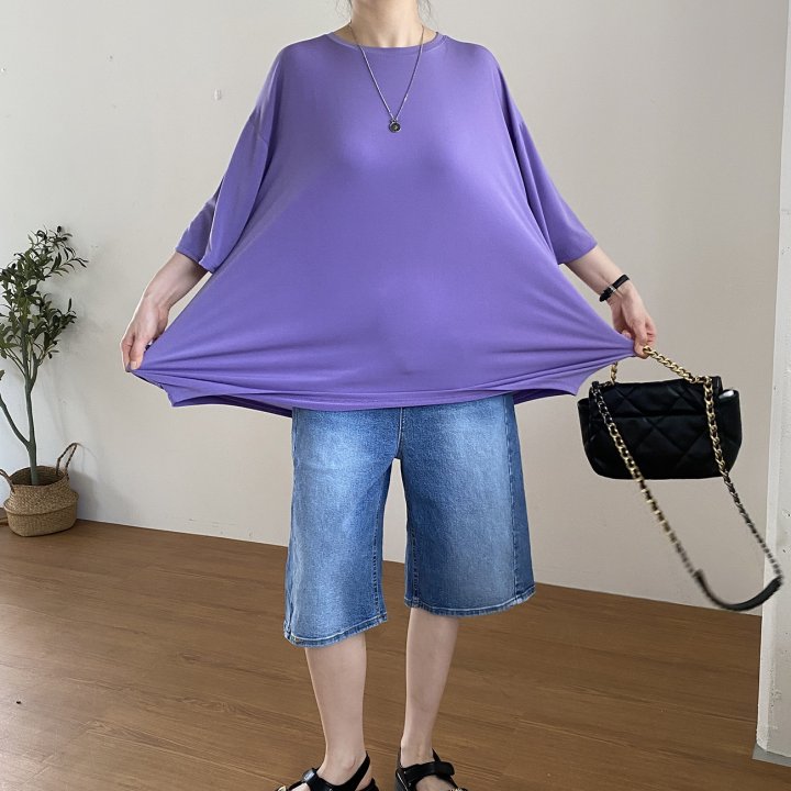 Bignarae - Korean Women Fashion - #momslook - Cool Solid Round Tee - 5