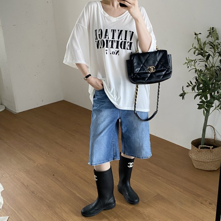 Bignarae - Korean Women Fashion - #momslook - Cool Vintage V-neck Tee - 5
