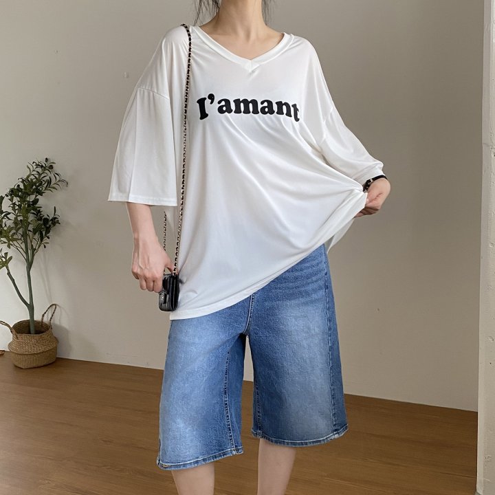 Bignarae - Korean Women Fashion - #momslook - Cool Amant V-neck Tee