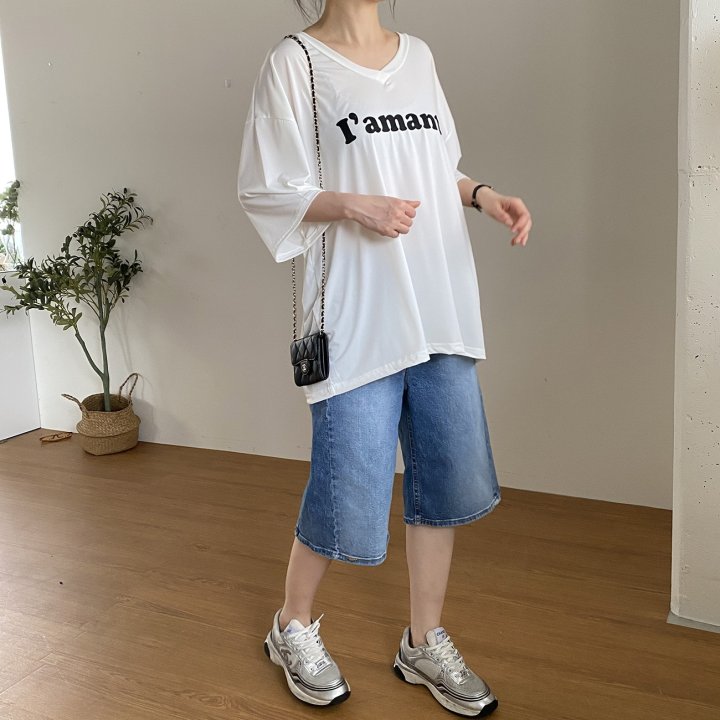 Bignarae - Korean Women Fashion - #momslook - Cool Amant V-neck Tee - 4