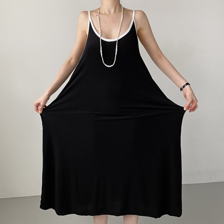Bignarae - Korean Women Fashion - #momslook - Cool Strap Contrast One-piece - 10
