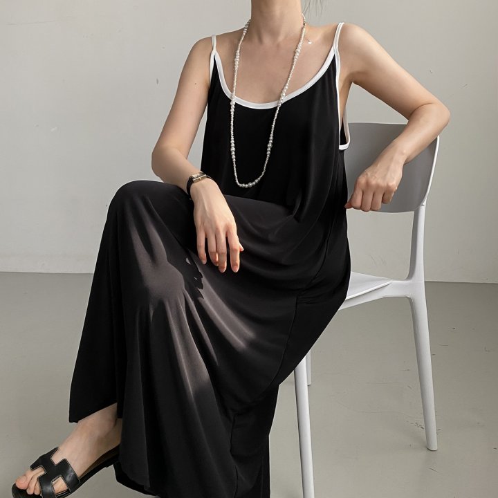 Bignarae - Korean Women Fashion - #momslook - Cool Strap Contrast One-piece - 12