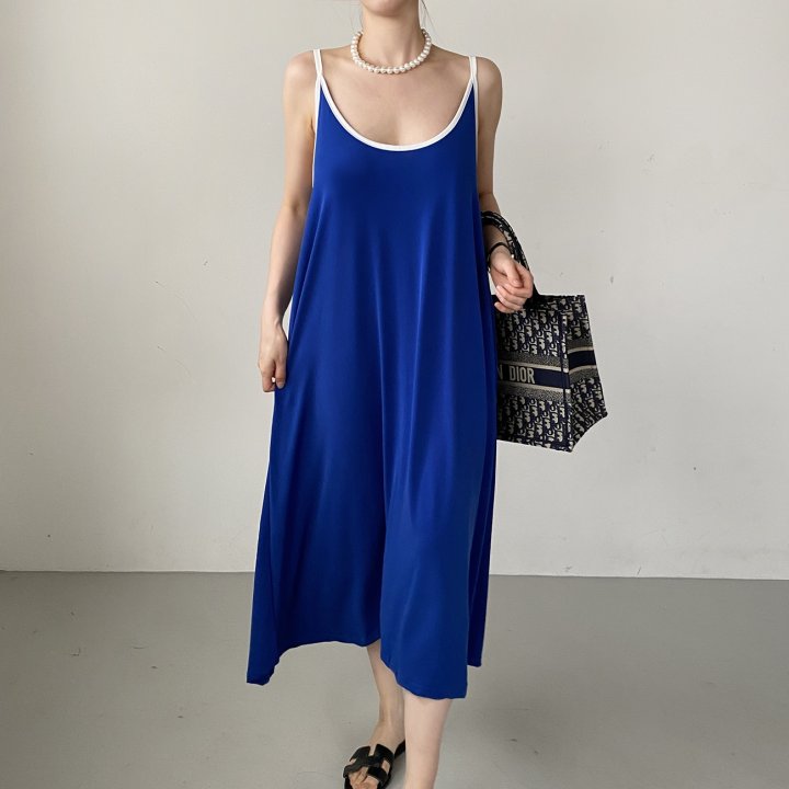 Bignarae - Korean Women Fashion - #restrostyle - Cool Strap Contrast One-piece - 3