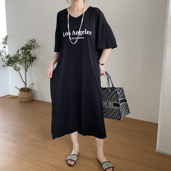 Bignarae - Korean Women Fashion - #vintageinspired - Cool Rose V-neck One-piece - 11