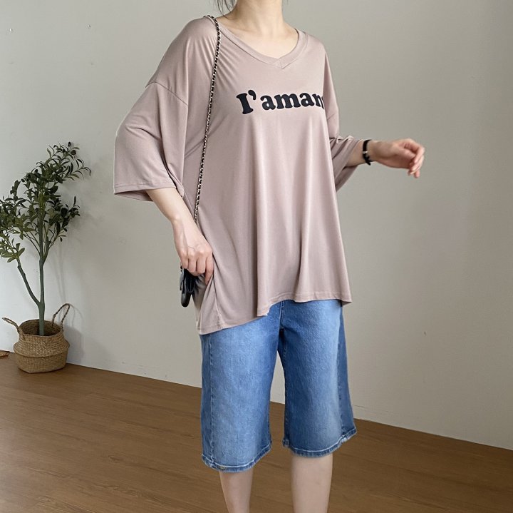 Bignarae - Korean Women Fashion - #vintageinspired - Cool Amant V-neck Tee - 7