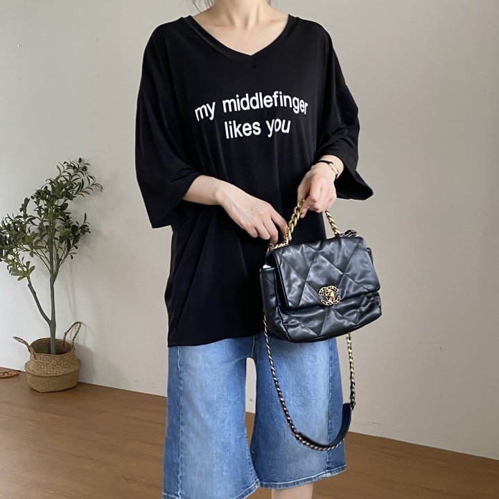 Bignarae - Korean Women Fashion - #vintagekidsstyle - Cool My V-neck Tee - 11