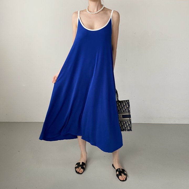 Bignarae - Korean Women Fashion - #vintagekidsstyle - Cool Strap Contrast One-piece