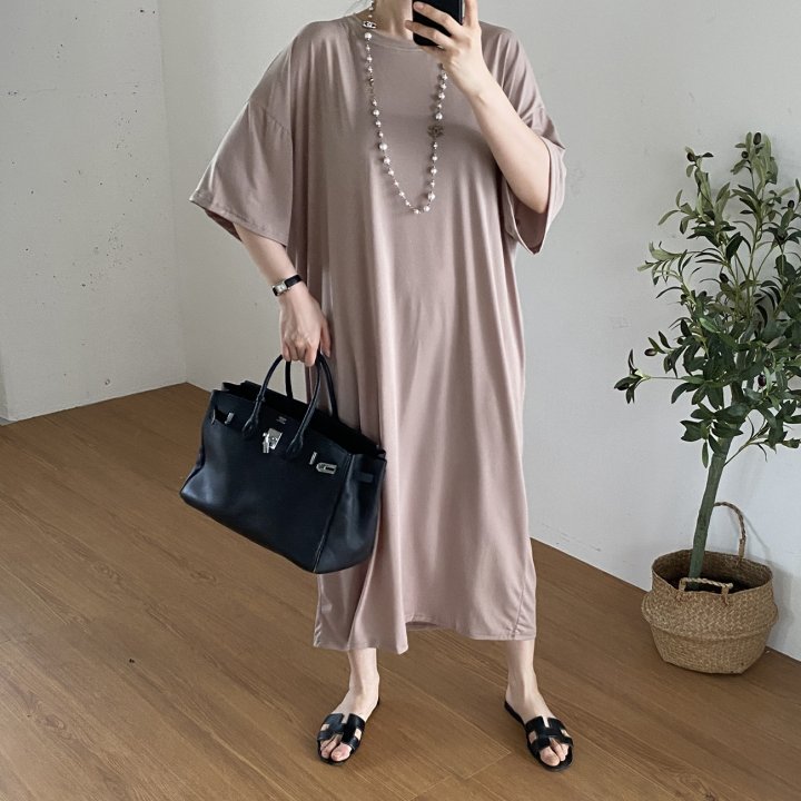 Bignarae - Korean Women Fashion - #womensfashion - Cool Round Long One-piece - 3