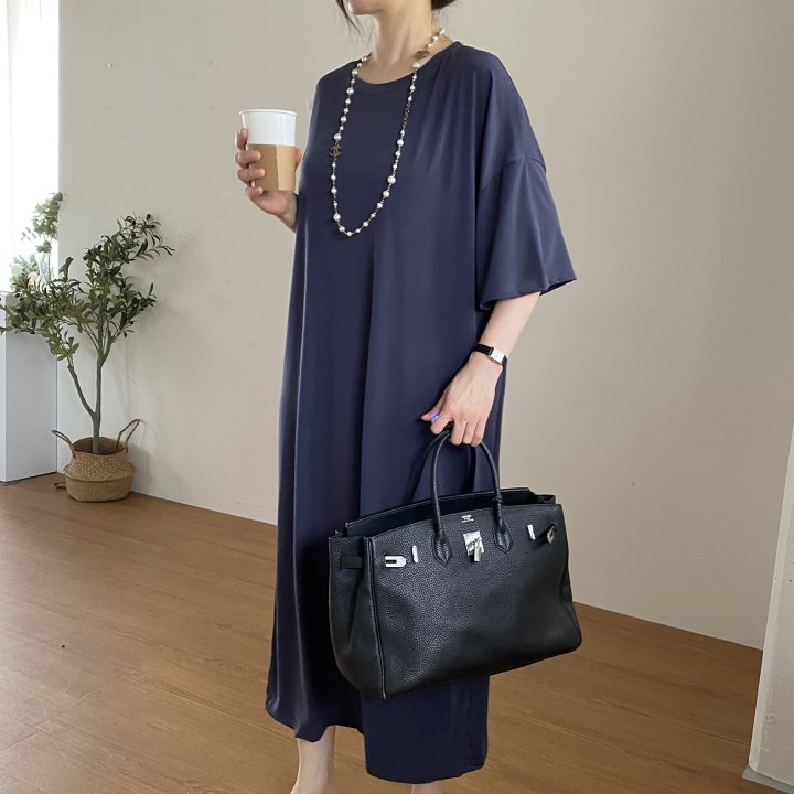 Bignarae - Korean Women Fashion - #womensfashion - Cool Round Long One-piece - 7