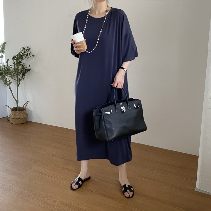 Bignarae - Korean Women Fashion - #womensfashion - Cool Round Long One-piece - 9