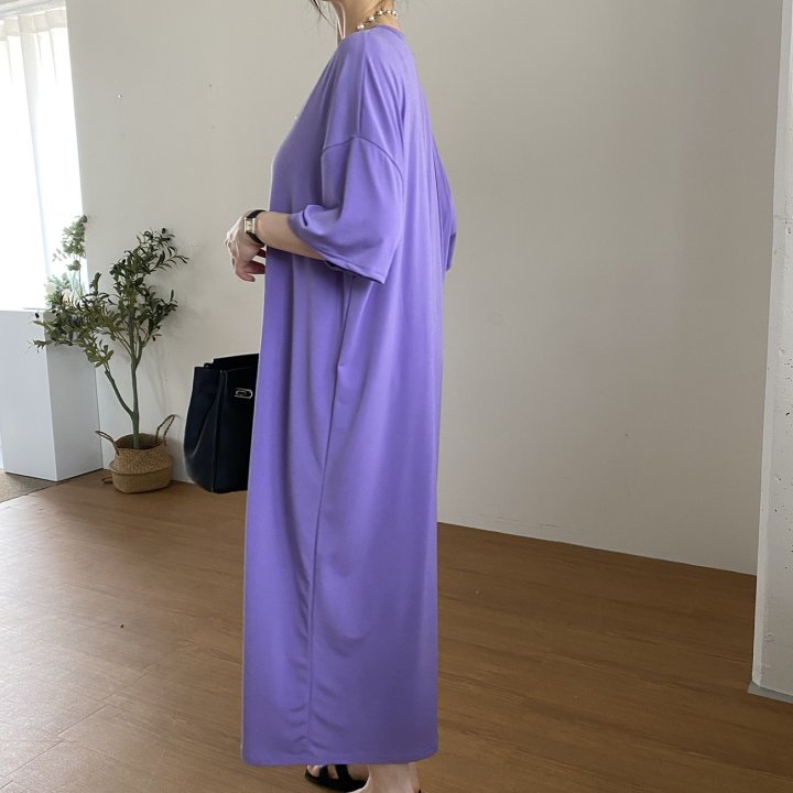 Bignarae - Korean Women Fashion - #womensfashion - Cool Long V-neck One-piece - 5