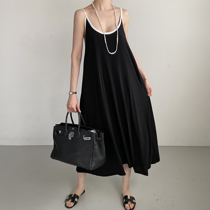 Bignarae - Korean Women Fashion - #womensfashion - Cool Strap Contrast One-piece - 11