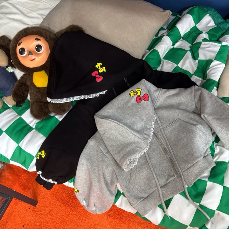 Bobo j - Korean Children Fashion - #childofig - Double Ribbon Zip-up Hoodie - 6