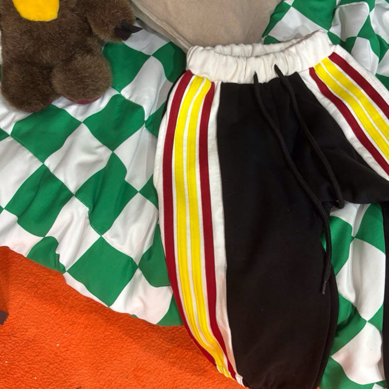 Red-Yellow Stripe Joggers by Bobo j for Child - view 1