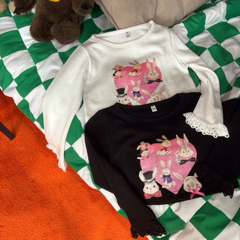 Bobo j - Korean Children Fashion - #kidsshorts - Heart Bunny Tee - 5