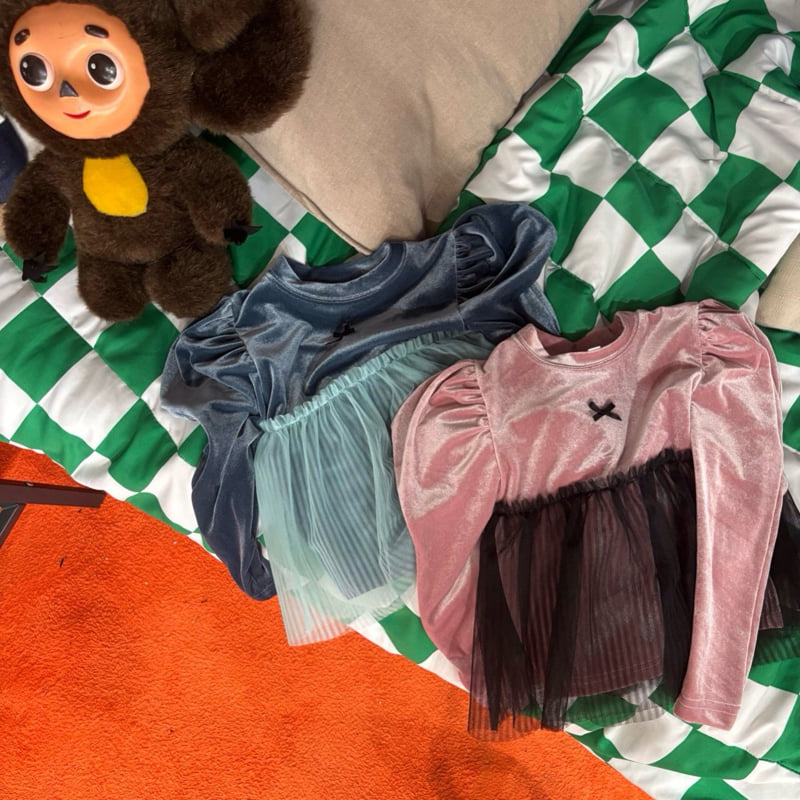 Bobo j - Korean Children Fashion - #kidsstore - Velour Puff Tee - 2