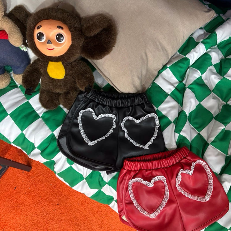 Bobo j - Korean Children Fashion - #kidzfashiontrend - Leather Heart Pants - 5