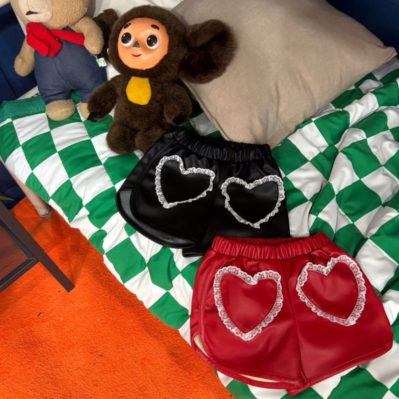 Bobo j - Korean Children Fashion - #littlefashionista - Leather Heart Pants - 7