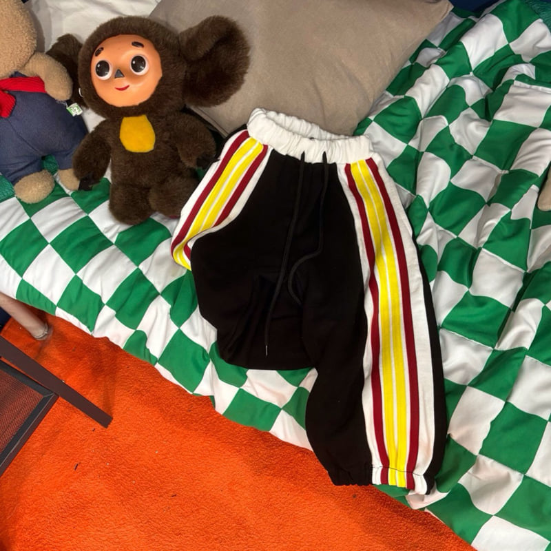 Red-Yellow Stripe Joggers by Bobo j for Child - view 6