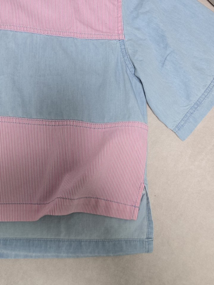 Bonanza - Korean Women Fashion - #momslook - Mix Collar Denim Shirt - 5