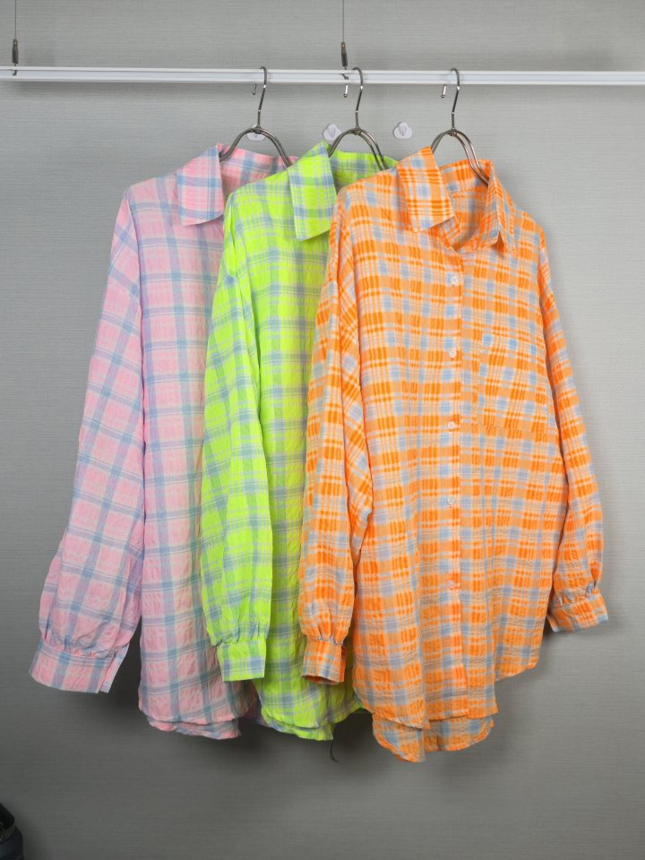 Bonanza - Korean Women Fashion - #womensfashion - Fluorescent Check Shirt