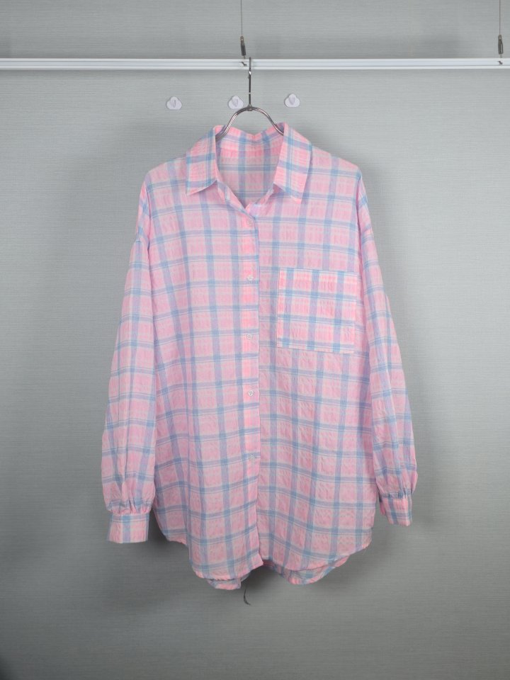 Bonanza - Korean Women Fashion - #womensfashion - Fluorescent Check Shirt - 3
