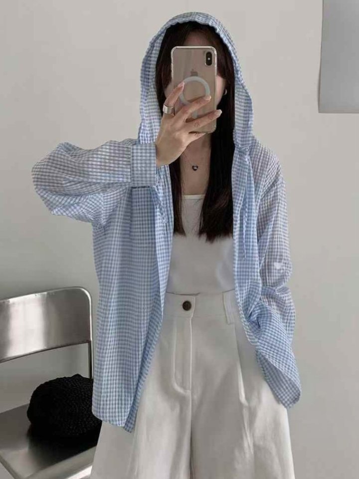 Bonanza - Korean Women Fashion - #womensfashion - Tiny Check Hoodie Set