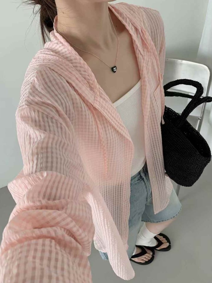 Bonanza - Korean Women Fashion - #womensfashion - Tiny Check Hoodie Set - 3