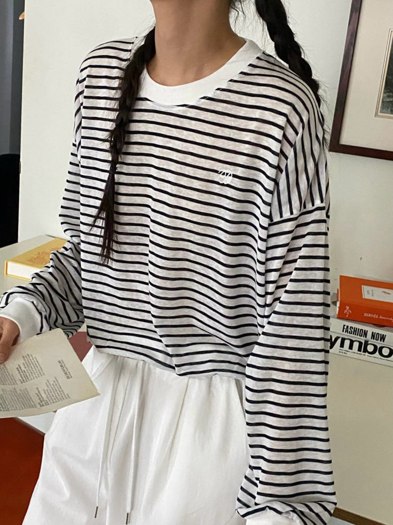 Diana - Korean Women Fashion - #momslook - Silky Stripe Tee - 11