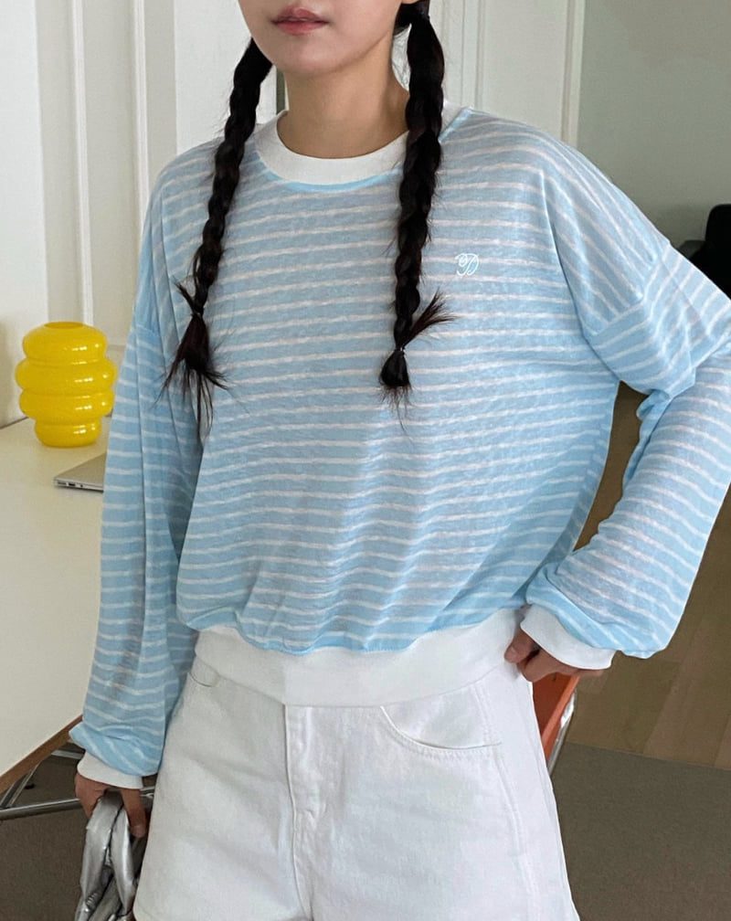 Diana - Korean Women Fashion - #momslook - Silky Stripe Tee - 5