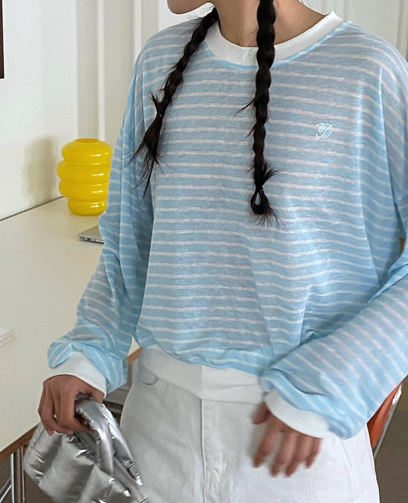 Diana - Korean Women Fashion - #momslook - Silky Stripe Tee - 7