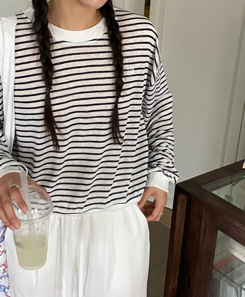 Diana - Korean Women Fashion - #momslook - Silky Stripe Tee - 9