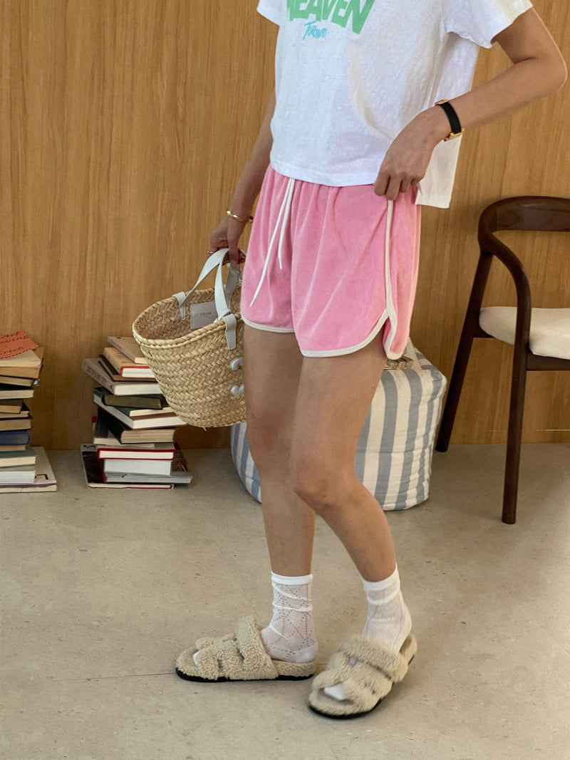 Diana - Korean Women Fashion - #momslook - Color Block Terry Shorts - 2