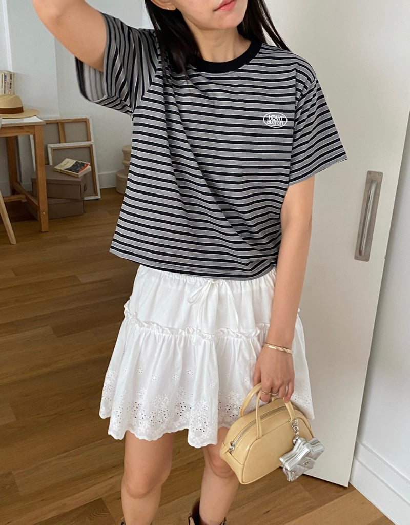 Diana - Korean Women Fashion - #momslook - Button Stripe Tee - 11