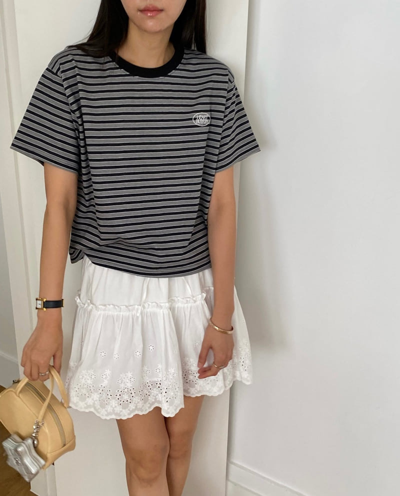 Diana - Korean Women Fashion - #momslook - Button Stripe Tee - 7