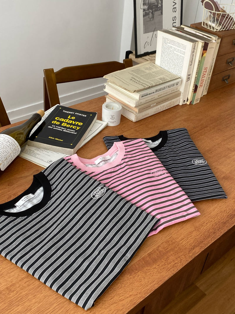 Diana - Korean Women Fashion - #womensfashion - Button Stripe Tee - 12