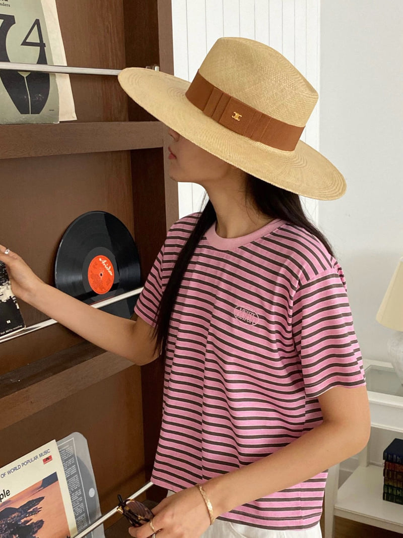 Diana - Korean Women Fashion - #momslook - Button Stripe Tee - 4