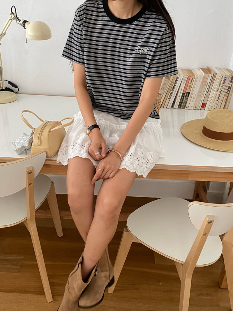 Diana - Korean Women Fashion - #womensfashion - Button Stripe Tee - 8
