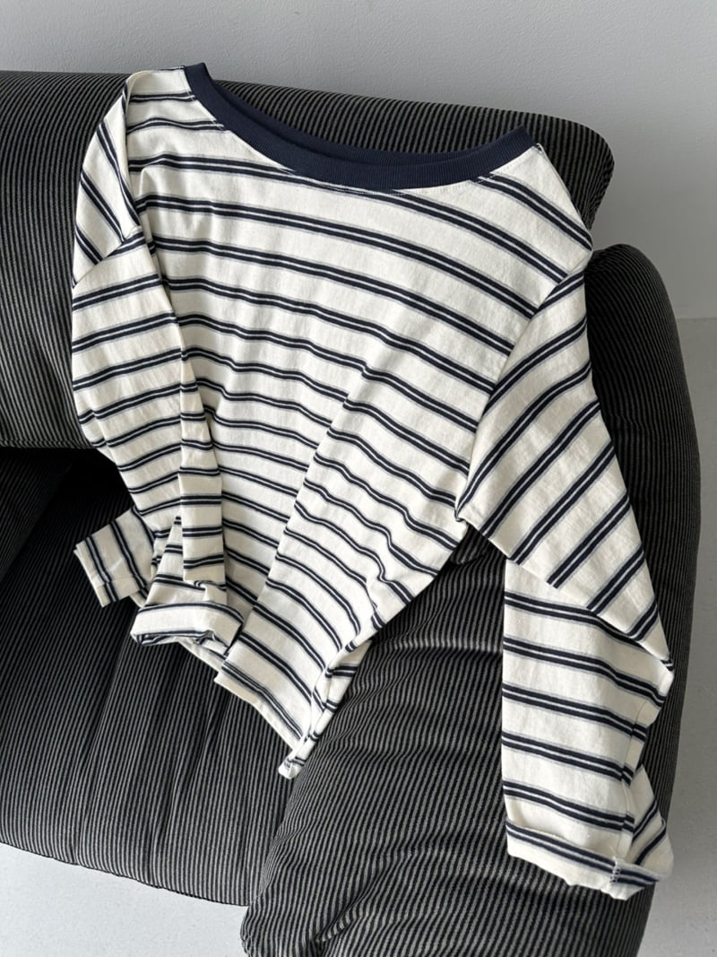 Dress U - Korean Women Fashion - #momslook - Off-Shoulder Stripe Tee - 10