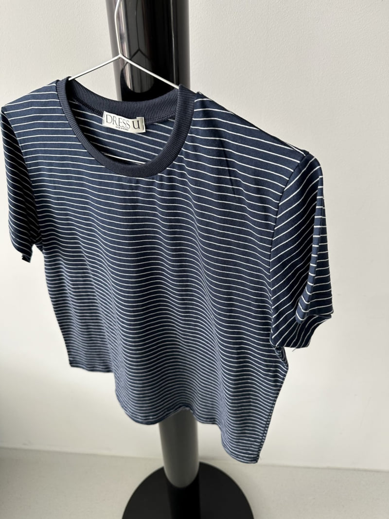 Dress U - Korean Women Fashion - #momslook - Ribbed Hem Stripe Tee - 7