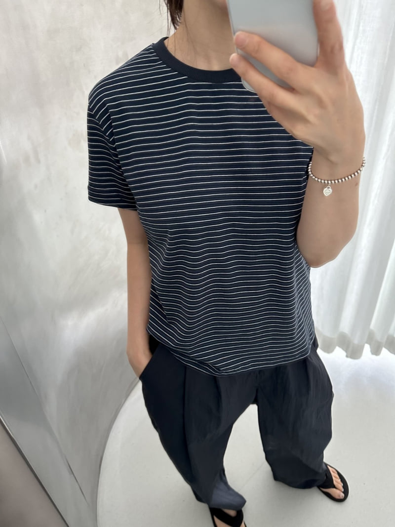 Dress U - Korean Women Fashion - #momslook - Ribbed Hem Stripe Tee - 9