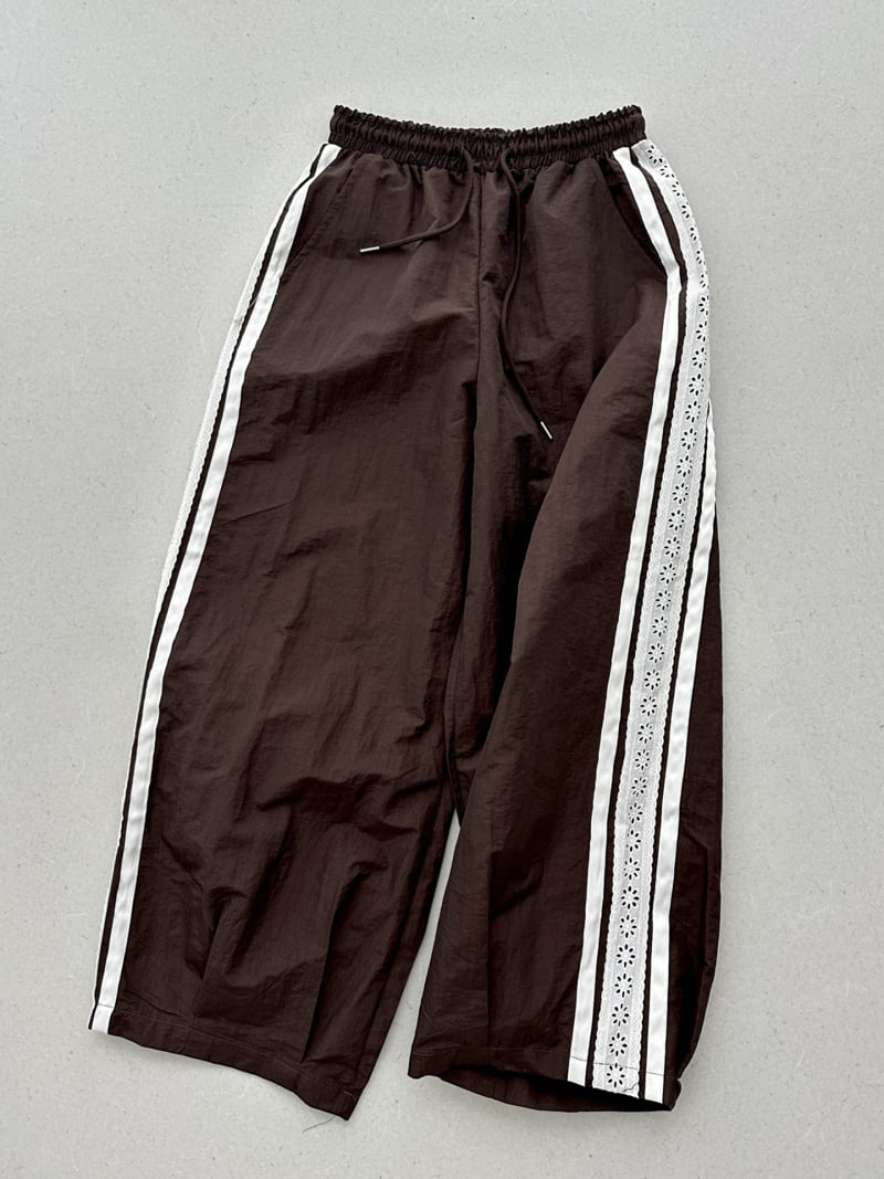 Dress U - Korean Women Fashion - #momslook - Lace Track Pants - 3