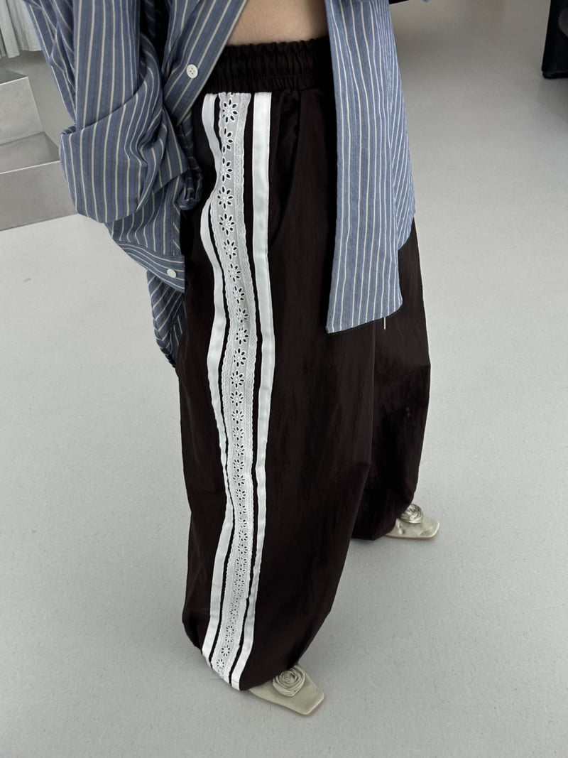 Dress U - Korean Women Fashion - #momslook - Lace Track Pants - 9