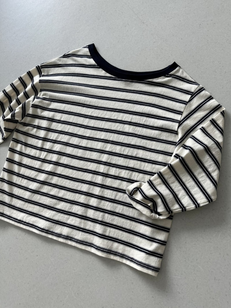 Dress U - Korean Women Fashion - #vintagekidsstyle - Off-Shoulder Stripe Tee - 4