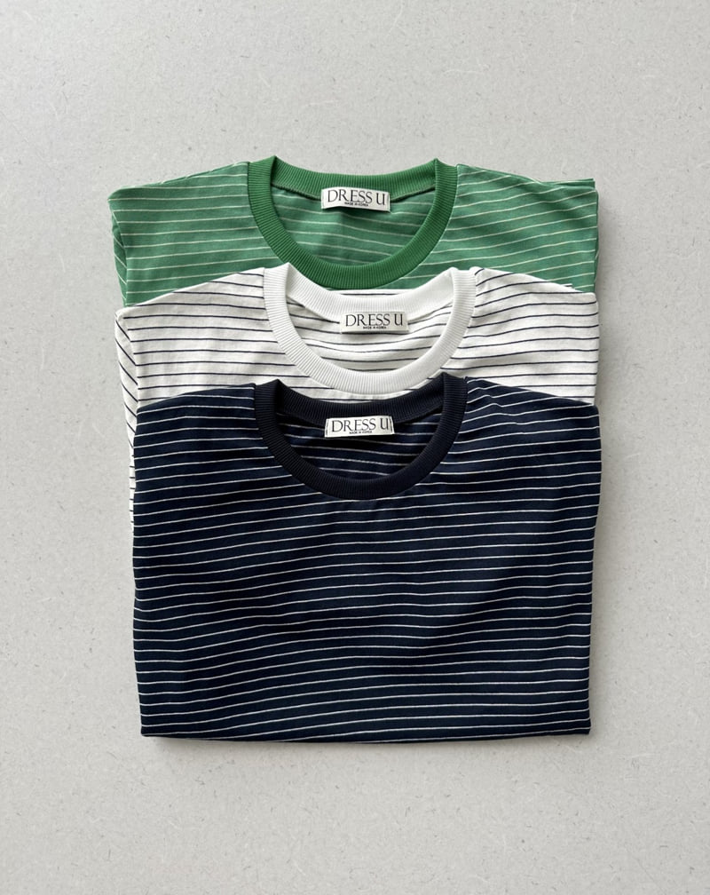 Dress U - Korean Women Fashion - #pursuepretty - Ribbed Hem Stripe Tee