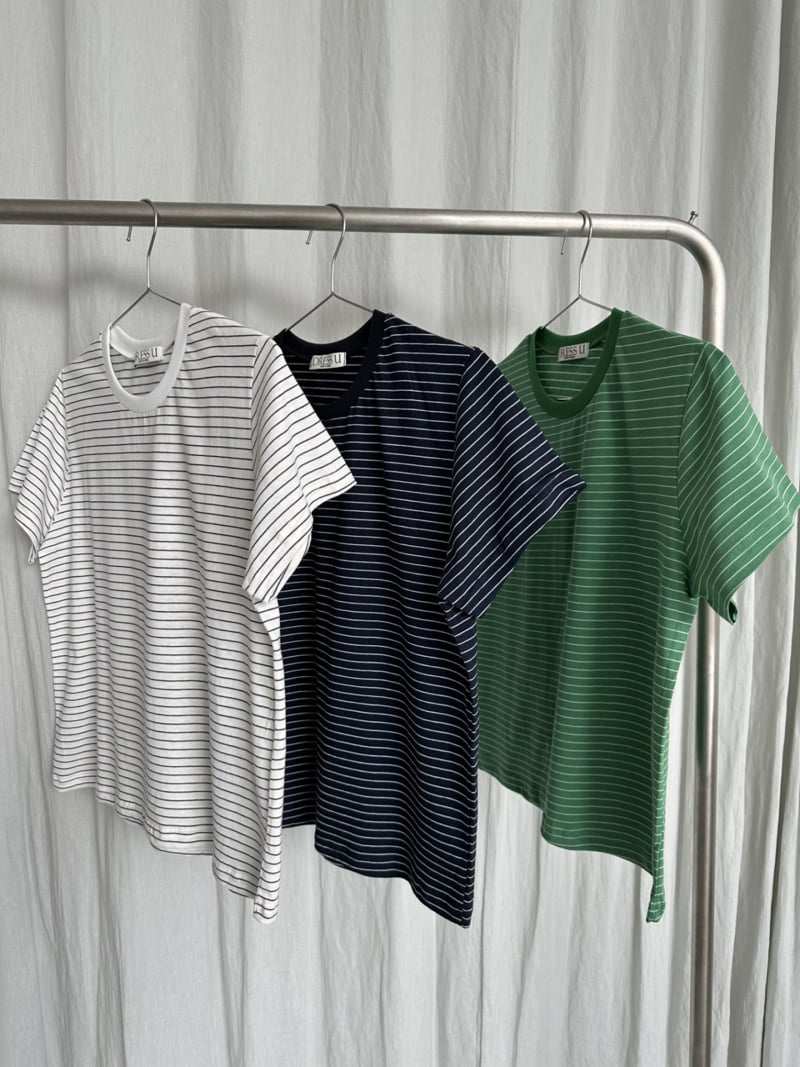 Dress U - Korean Women Fashion - #restrostyle - Ribbed Hem Stripe Tee - 2